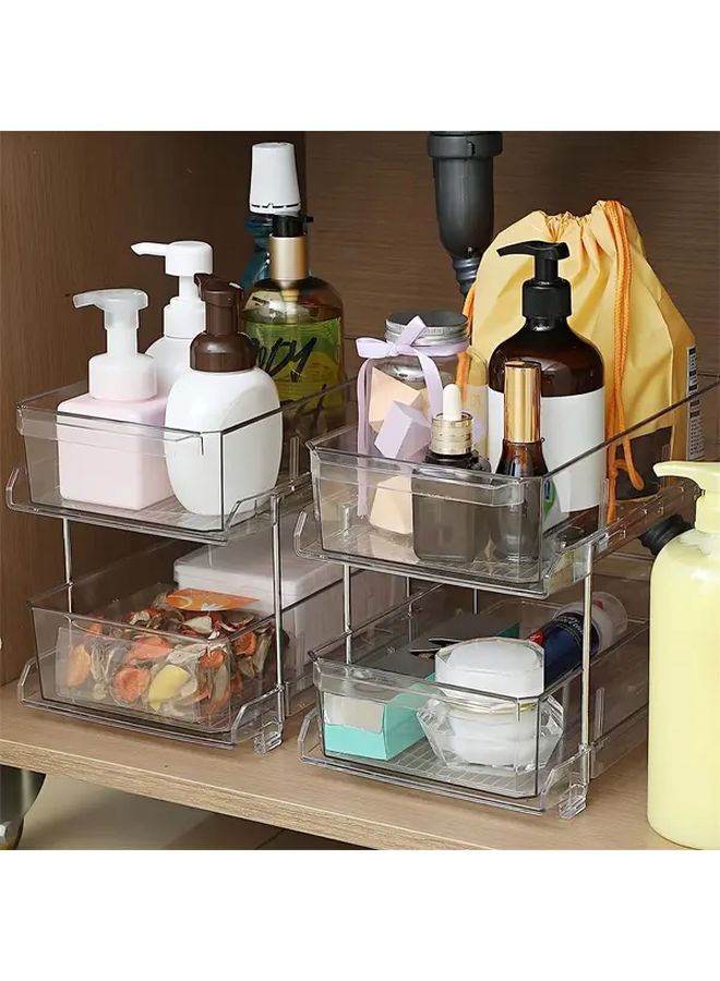 Transparent Multi Tier Plastic Storage Rack Countertop Organizer For Kitchen Bathroom - Image 4